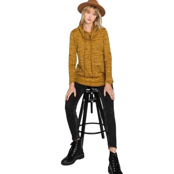 Olivia Sky Nwt two-tone cowl neck pull over top Large - Picture 1 of 8